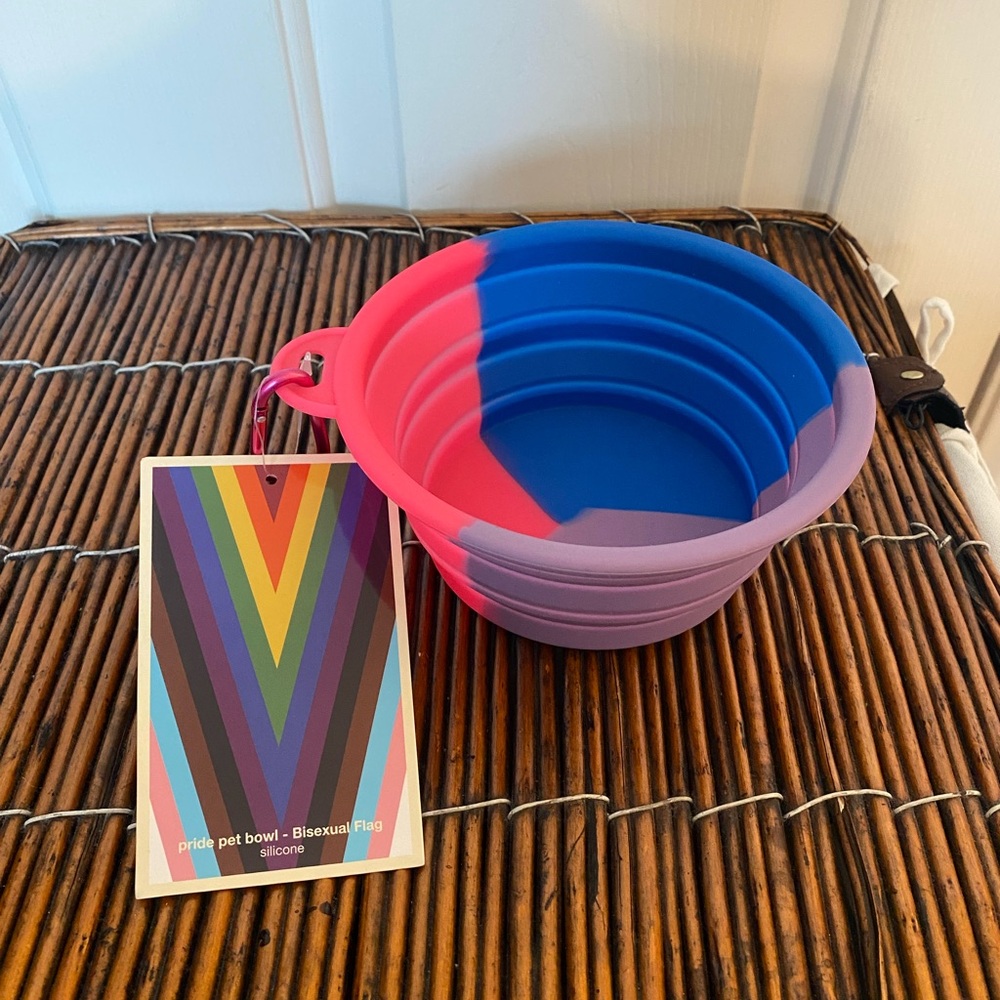 Pride Collapsible Pet Bowl Bisexual Flag Pet Safe Silicone
